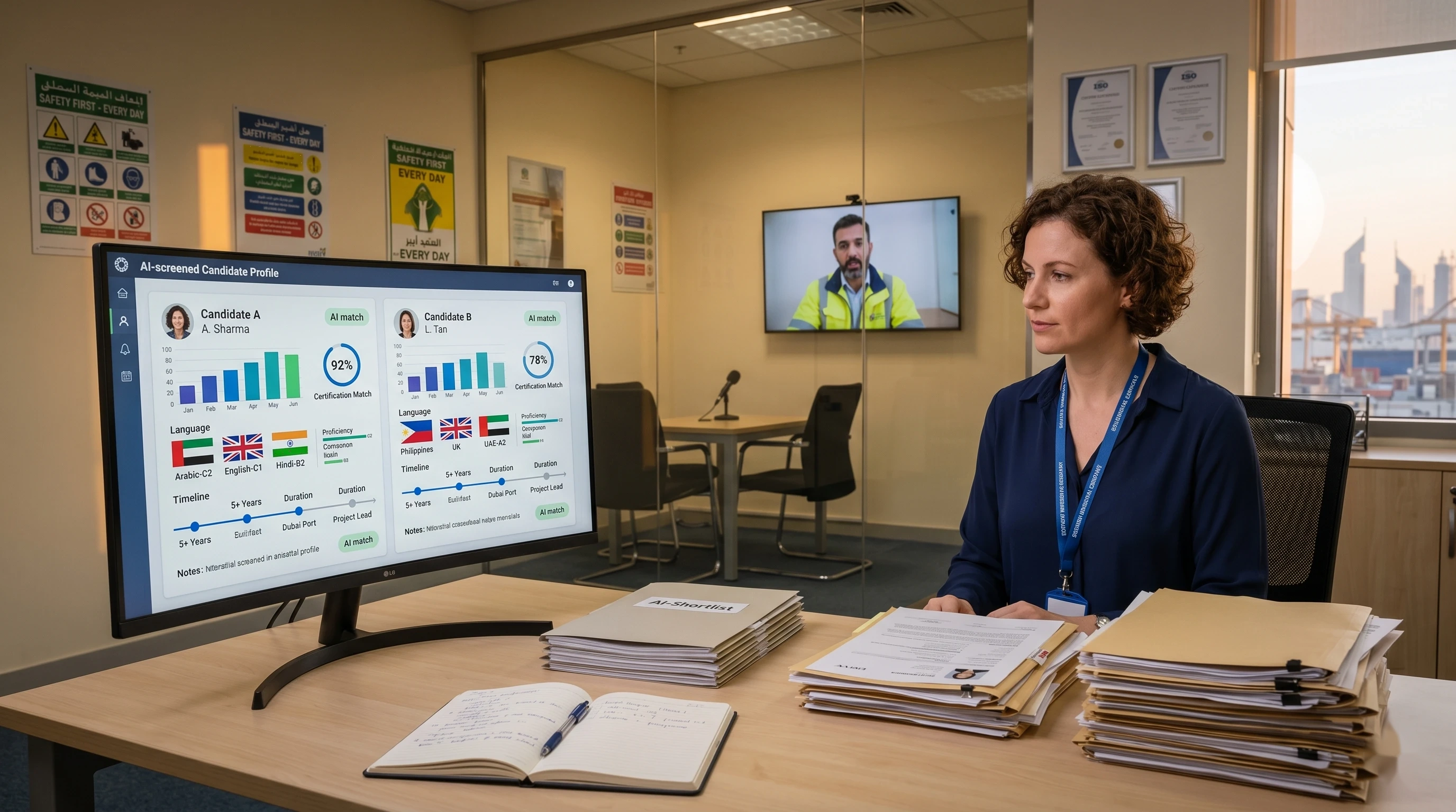 Dana AI for HR — reviewing AI-screened manufacturing candidates with cert matching