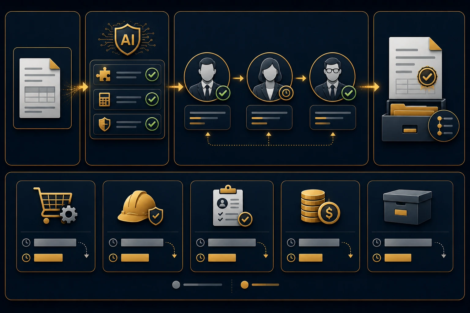 Dana AI approval chain — pre-validation, sequential routing, auto-archiving