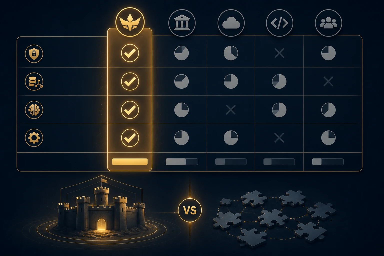 Dana AI competitive comparison — only platform holding all four structural advantages