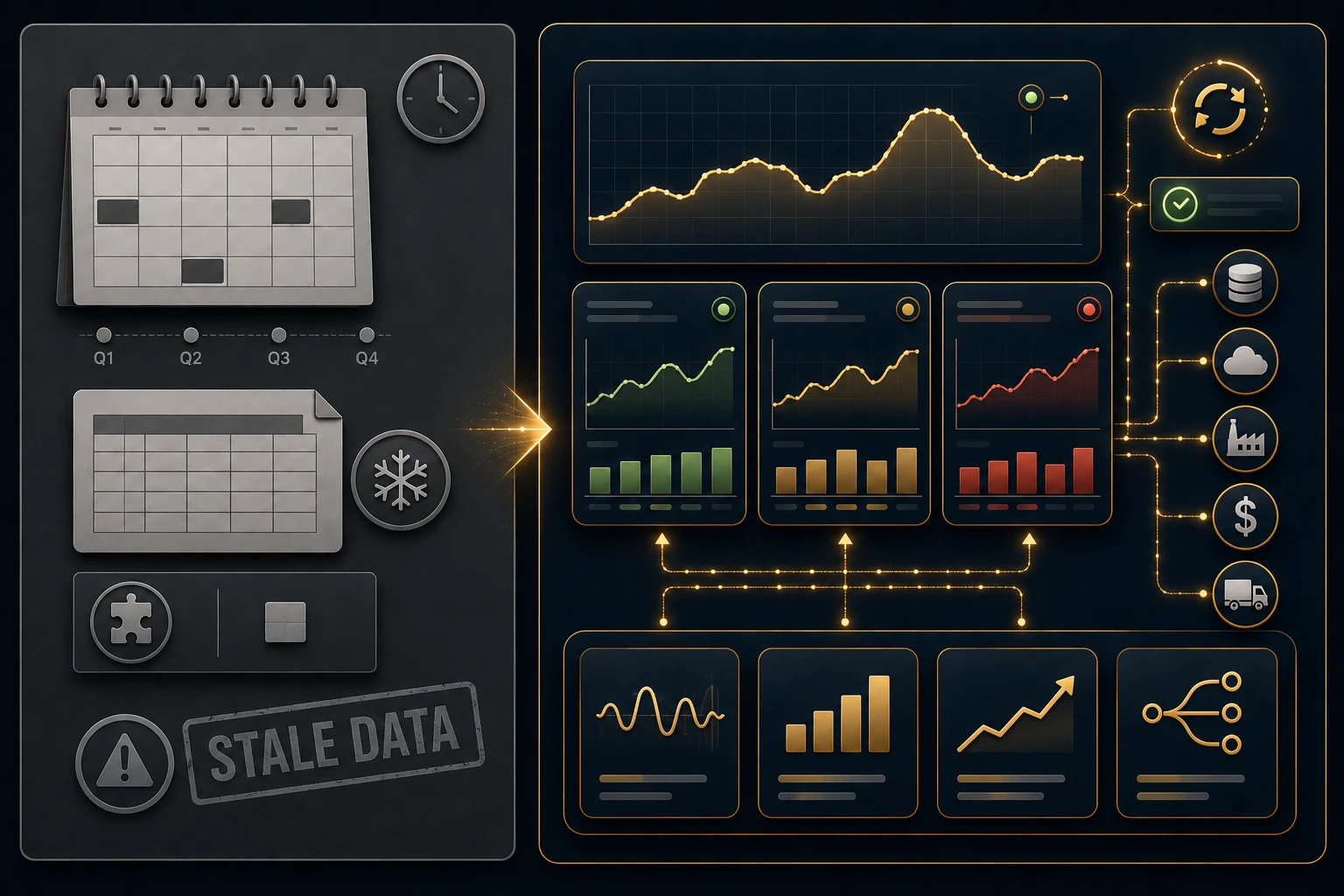 Dana AI scenario modelling — three manufacturing planning scenarios compared
