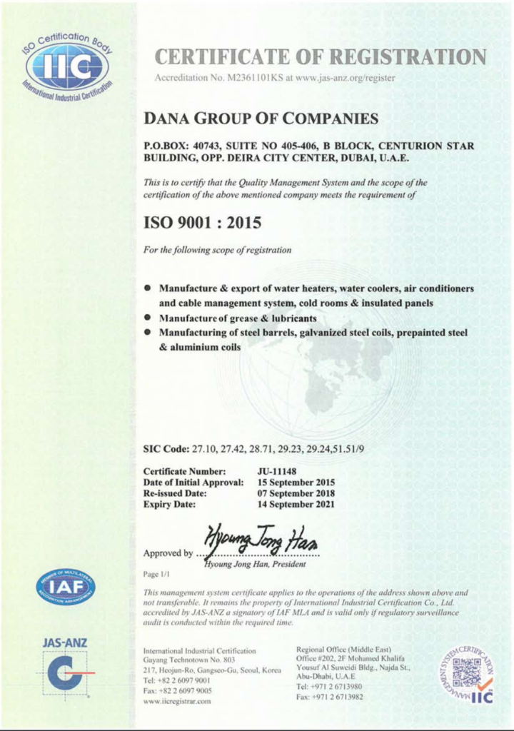 Group ISO 9001:2015 Certificate